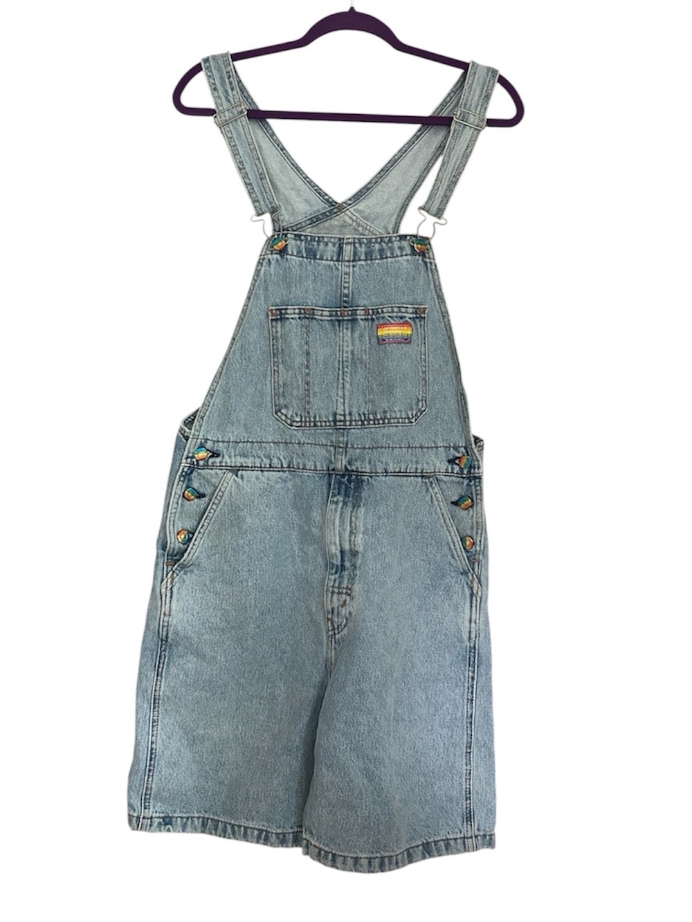 Levi’s Pride Rainbow Denim Shortalls Overalls Light Wash Unisex Size Small